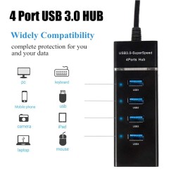 USB 3.0 Hub with 4 Ports 30cm Model 303 – Black 