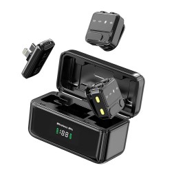WIWU WI-WM005 BLUETOOTH 5.3 WITH APPLE & TYPE-C RECEIVER, ANC NOISE REDUCTION, REVERB & 6H BATTERY DUAL LAVALIER MICROPHONE - BLACK