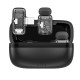 WIWU WI-WM008 2-IN-1 WITH ANC NOISE CANCELLATION, 360° PICKUP, 50M RANGE & CHARGING CASE DUAL WIRELESS LAVALIER MICROPHONE - BLACK