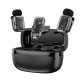 WIWU WI-WM008 2-IN-1 WITH ANC NOISE CANCELLATION, 360° PICKUP, 50M RANGE & CHARGING CASE DUAL WIRELESS LAVALIER MICROPHONE - BLACK