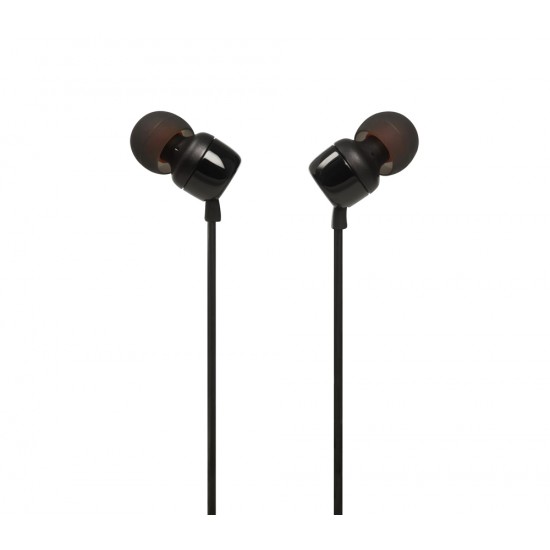 JBL TUNE 110 9MM DRIVERS PURE BASS SOUND BUILT-IN MIC IN EAR HEADPHONES - BLACK