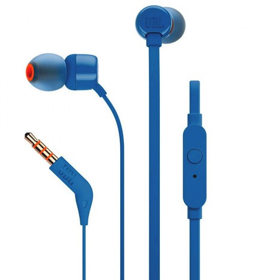 JBL TUNE 110 9MM DRIVERS PURE BASS SOUND BUILT-IN MIC IN EAR HEADPHONES - BLUE