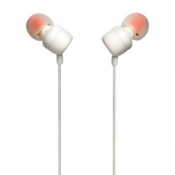JBL TUNE 110 9MM DRIVERS PURE BASS SOUND BUILT-IN MIC IN EAR HEADPHONES - WHITE