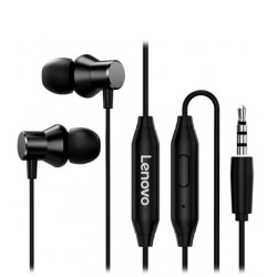 LENOVO HF130 HIFI SOUND QUALITY METAL WIRED EARPHONE WITH BUILT IN REMOTE CONTROL - BLACK