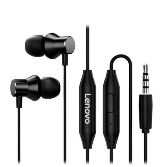 LENOVO HF130 HIFI SOUND QUALITY METAL WIRED EARPHONE WITH BUILT IN REMOTE CONTROL - BLACK