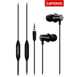 LENOVO HF130 HIFI SOUND QUALITY METAL WIRED EARPHONE WITH BUILT IN REMOTE CONTROL - BLACK