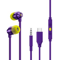 LOGITECH G333 WITH DUAL AUDIO DRIVERS IN-LINE MIC AND VOLUME CONTROL WITH 3.5MM AUX OR USB-C PORT WIRED GAMING EARPHONES - PURPLE