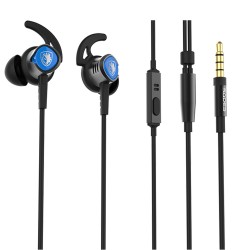 SADES WINGS20 IMMERSIVE AUDIO SHARK-FIN DESIGN INLINE MIC UNIVERSAL 3.5MM FOR MOBILE AND PC GAMING EARPHONES – BLACK