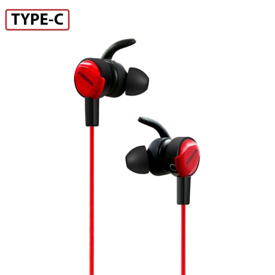 XIBERIA MG-1 TYPE C CABLE DUAL MICROPHONE 3.5MM SWEAT-PROOF WIRED GAMING EARBUDS - RED