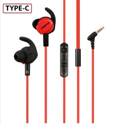 XIBERIA MG-1 TYPE C CABLE DUAL MICROPHONE 3.5MM SWEAT-PROOF WIRED GAMING EARBUDS - RED