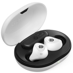 STEELSERIES ARCTIS GAMEBUDS 2.4GHZ + BLUETOOTH 5.3 – ANC / TRANSPARENCY MODE IP55 WATER RESISTANT 40H BATTERY WIRELESS CHARGING COMPATIBLE WITH PS5, PC, SWITCH, MOBILE WIRELESS GAMING EARBUDS – WHITE