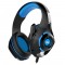 CROWN MICRO CMGH-102T WITH FLEXIBLE AND WIDE RIM 2.1M LONG CABLE FOLDING HIGH-SENSITIVITY MICROPHONE AND SEPARATE SPC AND MIC SLOTS WIRED USB GAMING HEADSET - BLACK/BLUE