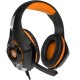 CROWN MICRO CMGH-102T WITH FLEXIBLE AND WIDE RIM 2.1M LONG CABLE FOLDING HIGH-SENSITIVITY MICROPHONE AND SEPARATE SPC AND MIC SLOTS WIRED GAMING HEADSET - BLACK/ORANGE