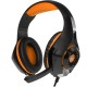 CROWN MICRO CMGH-102T WITH FLEXIBLE AND WIDE RIM 2.1M LONG CABLE FOLDING HIGH-SENSITIVITY MICROPHONE AND SEPARATE SPC AND MIC SLOTS WIRED GAMING HEADSET - BLACK/ORANGE