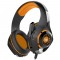 CROWN MICRO CMGH-102T WITH FLEXIBLE AND WIDE RIM 2.1M LONG CABLE FOLDING HIGH-SENSITIVITY MICROPHONE AND SEPARATE SPC AND MIC SLOTS WIRED GAMING HEADSET - BLACK/ORANGE