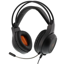 DELTACO DH210 ORANGE LED LIGHT STEREO HEADSET 2 X 3.5 MM LED 2M CABLE MULTIPLATFORM WIRED GAMING HEADSET - BLACK