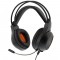 DELTACO DH210 ORANGE LED LIGHT STEREO HEADSET 2 X 3.5 MM LED 2M CABLE MULTIPLATFORM WIRED GAMING HEADSET - BLACK
