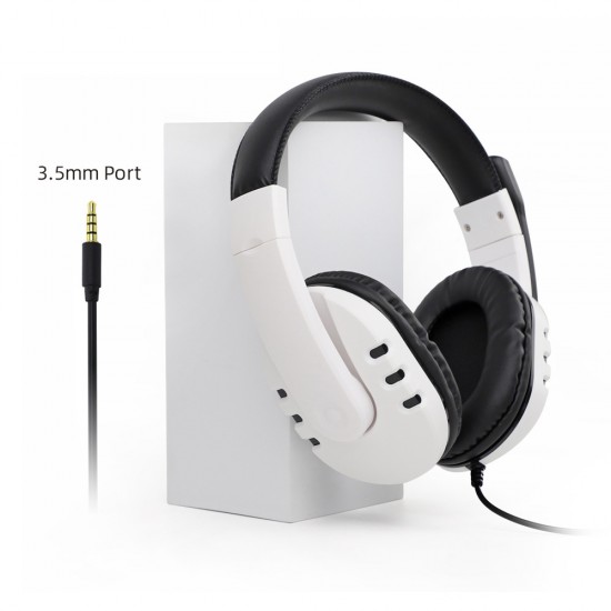 DOBE LIGHTWEIGHT DEEP BASS STEREO 3D SURROUND SOUND WIRED HEADPHONES WITH MIC - WHITE