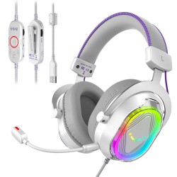 FIFINE AMPLIGAME H13 7.1 SURROUND SOUND RGB LIGHTING ANC MIC ERGONOMIC EARPADS CONTROL BOX USB FOR PC PS5 PS4 LAPTOP MAC WIRED GAMING HEADSET - WHITE