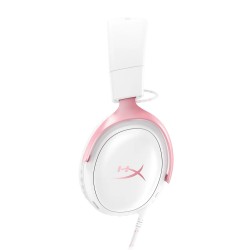 HYPERX CLOUD III ANGLED 53MM DRIVERS, NOISE-CANCELLING 10MM MIC AND MULTI-PLATFORM COMPATIBILITY WIRED GAMING HEADSET - WITE/PINK