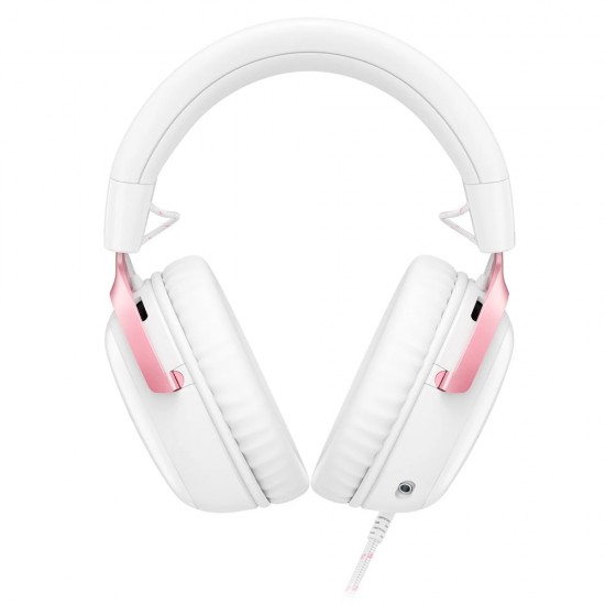 HYPERX CLOUD III ANGLED 53MM DRIVERS, NOISE-CANCELLING 10MM MIC AND MULTI-PLATFORM COMPATIBILITY WIRED GAMING HEADSET - WITE/PINK