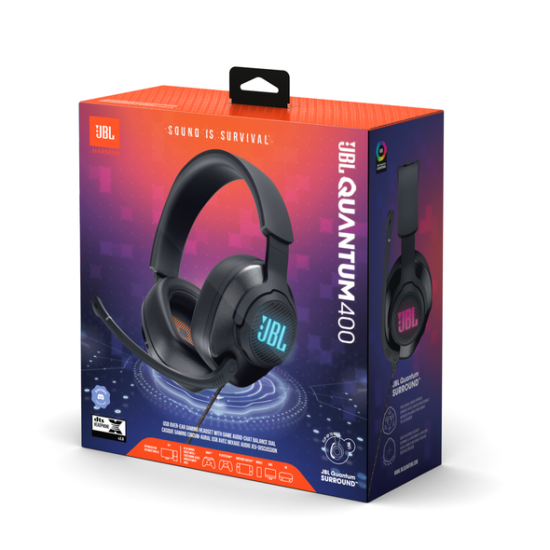 JBL QUANTUM 400 USB OVER-EAR GAMING HEADSET WITH GAME-CHAT DIAL
