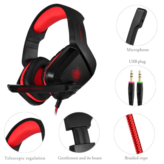 PHOINIKAS H1 3.5MM GAMING HEADSET - RED