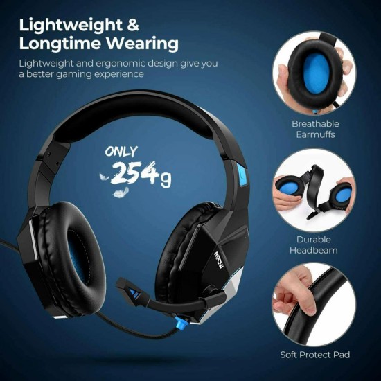 MPOW EG10 WIRED GAMING HEADSET 3D SURROUND SOUND BLACK  AND BLUE