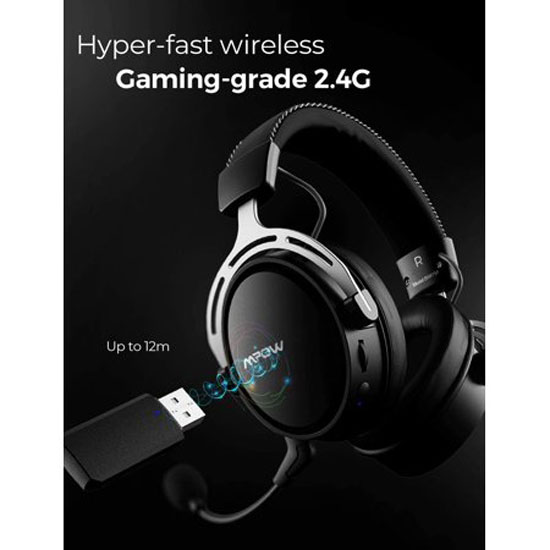 MPOW AIR 2.4G GAMING HEADSET WIRELESS CONNECTION BLACK 