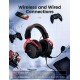 MPOW AIR WIRED GAMING HEADSET NO DELAY TRANSMISSION BLACK  AND RED
