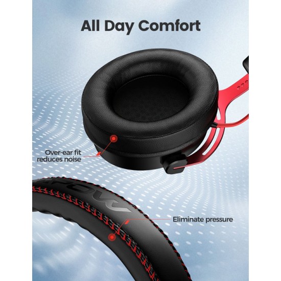 MPOW AIR WIRED GAMING HEADSET NO DELAY TRANSMISSION BLACK  AND RED
