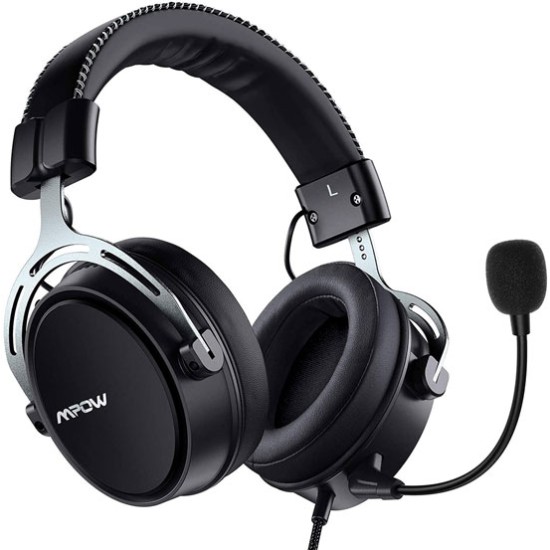 MPOW AIR WIRED GAMING HEADSET NO DELAY TRANSMISSION BLACK  AND SILVER