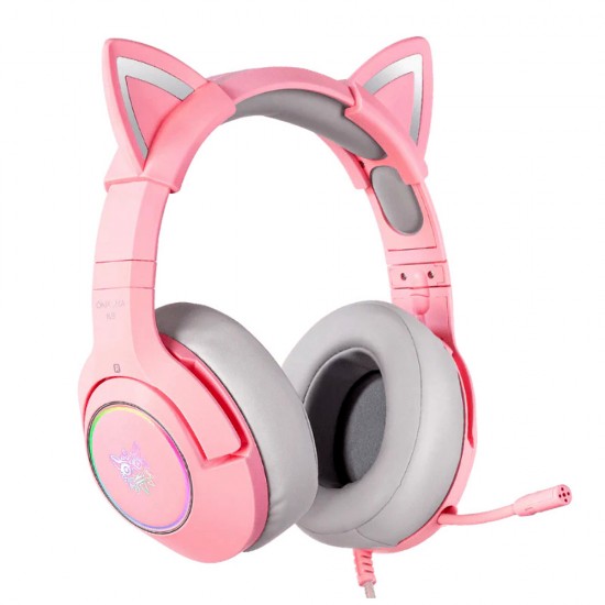 ONIKUMA K9 50MM DRIVERS ELITE STEREO GAMING HEADSET WITH CAT EARS FOR PC, PS4 AND XBOX - PINK