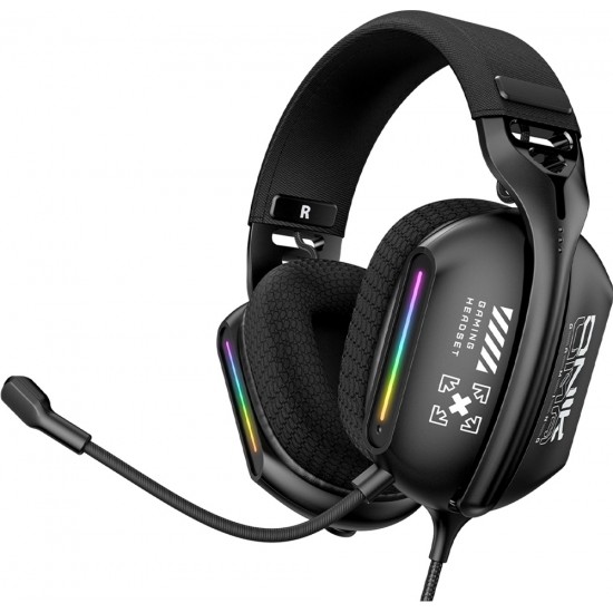 ONIKUMA X12 MOBILE LAPTOP HEADSET NOISE-CANCELING MIC FOR PS4 PS5 PC ON-EAR HEADSET WITH WIRED SURROUND SOUND 3.5MM RGB COLOURFUL LIGHTING GAMING HEADSET - BLACK
