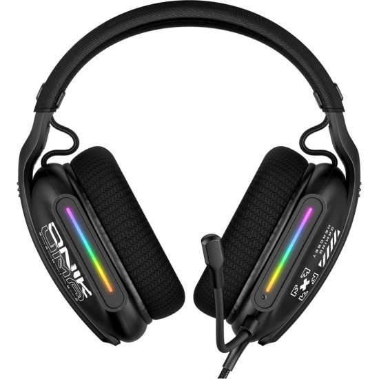ONIKUMA X12 MOBILE LAPTOP HEADSET NOISE-CANCELING MIC FOR PS4 PS5 PC ON-EAR HEADSET WITH WIRED SURROUND SOUND 3.5MM RGB COLOURFUL LIGHTING GAMING HEADSET - BLACK