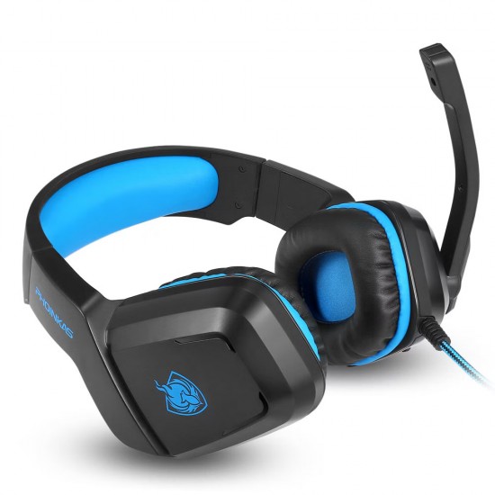 PHOINIKAS H-1 3D STEREO SOUND NOISE-CANCELLING MIC OVER EAR GAMING HEADSET - BLACK AND BLUE