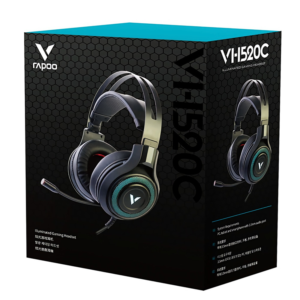 RAPOO VH520C 50MM DRIVERS ADJUSTABLE DE-NOISING MICROPHONE ILLUMINATED ...