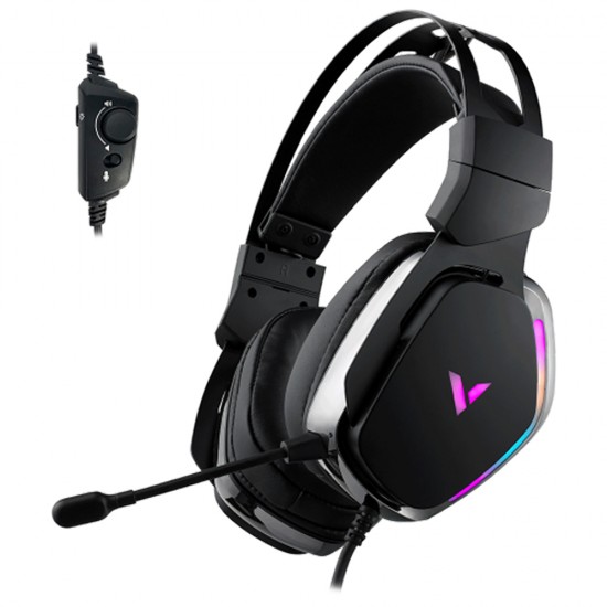 RAPOO VH710 VIRTUAL 7.1 CHANNELS LED ENC DE-NOISING MICROPHONE WIRED GAMING HEADSET WITH CONTROLLER - BLACK