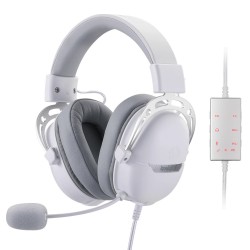 REDRAGON AURORA H376 WIRED RGB 7.1 SURROUND SOUND 40MM DRIVERS NOISE-CANCELING MIC INLINE EQ CONTROL LIGHTWEIGHT DESIGN MULTI-PLATFORM GAMING HEADSET - WHITE