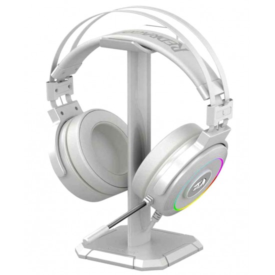 REDRAGON H320 LAMIA 2 7.1 SURROUND SOUND NOISE CANCELLING MIC RGB USB GAMING HEADSET WITH STAND - LUNAR WHITE