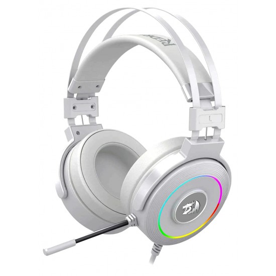 REDRAGON H320 LAMIA 2 7.1 SURROUND SOUND NOISE CANCELLING MIC RGB USB GAMING HEADSET WITH STAND - LUNAR WHITE