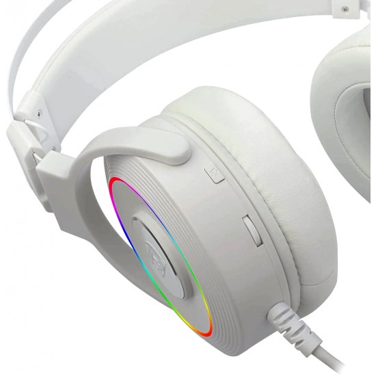 REDRAGON H320 LAMIA 2 7.1 SURROUND SOUND NOISE CANCELLING MIC RGB USB GAMING HEADSET WITH STAND - LUNAR WHITE