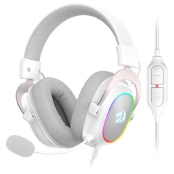 REDRAGON ZEUS-X H510 7.1 SURROUND SOUND 53MM DRIVERS FABRIC CUSHIONS NOISE-CANCELING MIC INLINE CONTROLS RGB BACKLIGHT MULTI-PLATFORM COMPATIBLE RGB WIRED GAMING HEADSET - WHITE