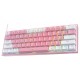 REDRAGON K617 FIZZ 61 KEYS 60% COMPACT HOT SWAPPABLE RED SWITCHES RGB WIRED MECHANICAL GAMING KEYBOARD - WHITE AND PINK 