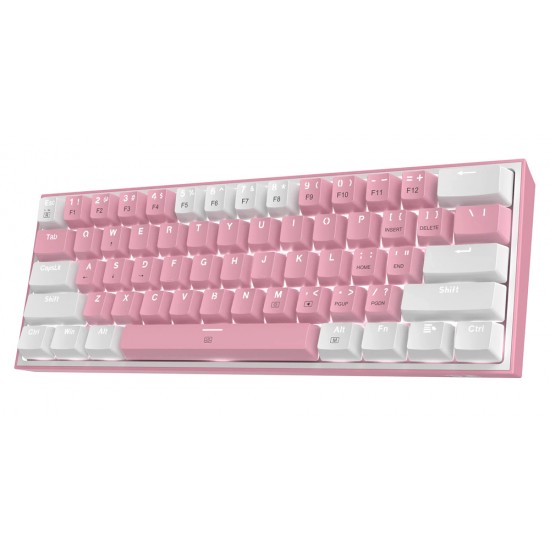 REDRAGON K617 FIZZ 61 KEYS 60% COMPACT HOT SWAPPABLE RED SWITCHES RGB WIRED MECHANICAL GAMING KEYBOARD - WHITE AND PINK 