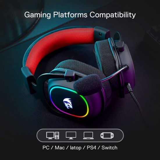 REDRAGON ZEUS-X H510 RGB 7.1 SURROUND SOUND MEMORY FOAM EAR PADS - 53MM Drivers WIRED GAMING HEADSET