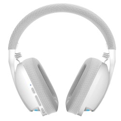 REDRAGON SKULD H878 3-MODE 7.1 SURROUND SOUND 40MM DRIVERS DETACHABLE MIC 600MAH BATTERY 200G LIGHTWEIGHT CROSS-PLATFORM COMPATIBLE WIRELESS RGB GAMING HEADSET - WHITE/GRAY