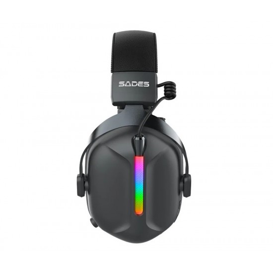 SADES DEFENDER RGB TRI-MODE BLUETOOTH 5.3, 2.4G, 3.5MM COMPATIBILITY 20 TO 20,000HZ FREQUENCY WIRELESS GAMING HEADSET – BLACK