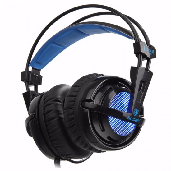 SADES LOCUST PLUS SA-904 VIRTUAL 7.1 SURROUND MULTI-FUNCTIONAL INLINE REMOTE WITH RGB LIGHT GAMING HEADSET - BLACK/BLUE