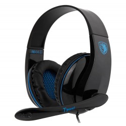SADES T-POWER SA-701 ENTRY-LEVEL  WIRED SUPER LIGHTWEIGHT HEADSET WITH MIC EXCELLENT STEREO SOUND - BLACK/BLUE